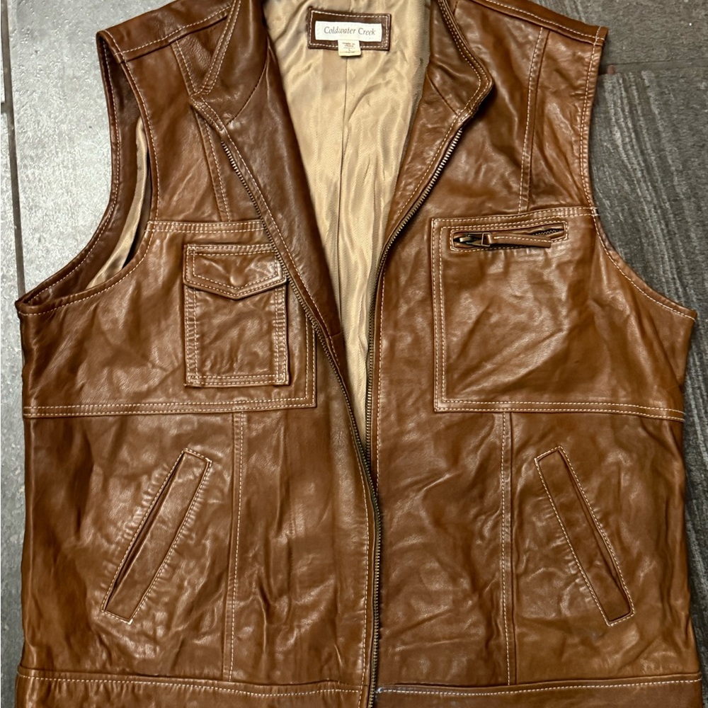 Coldwater Creek Brown Leather Vest